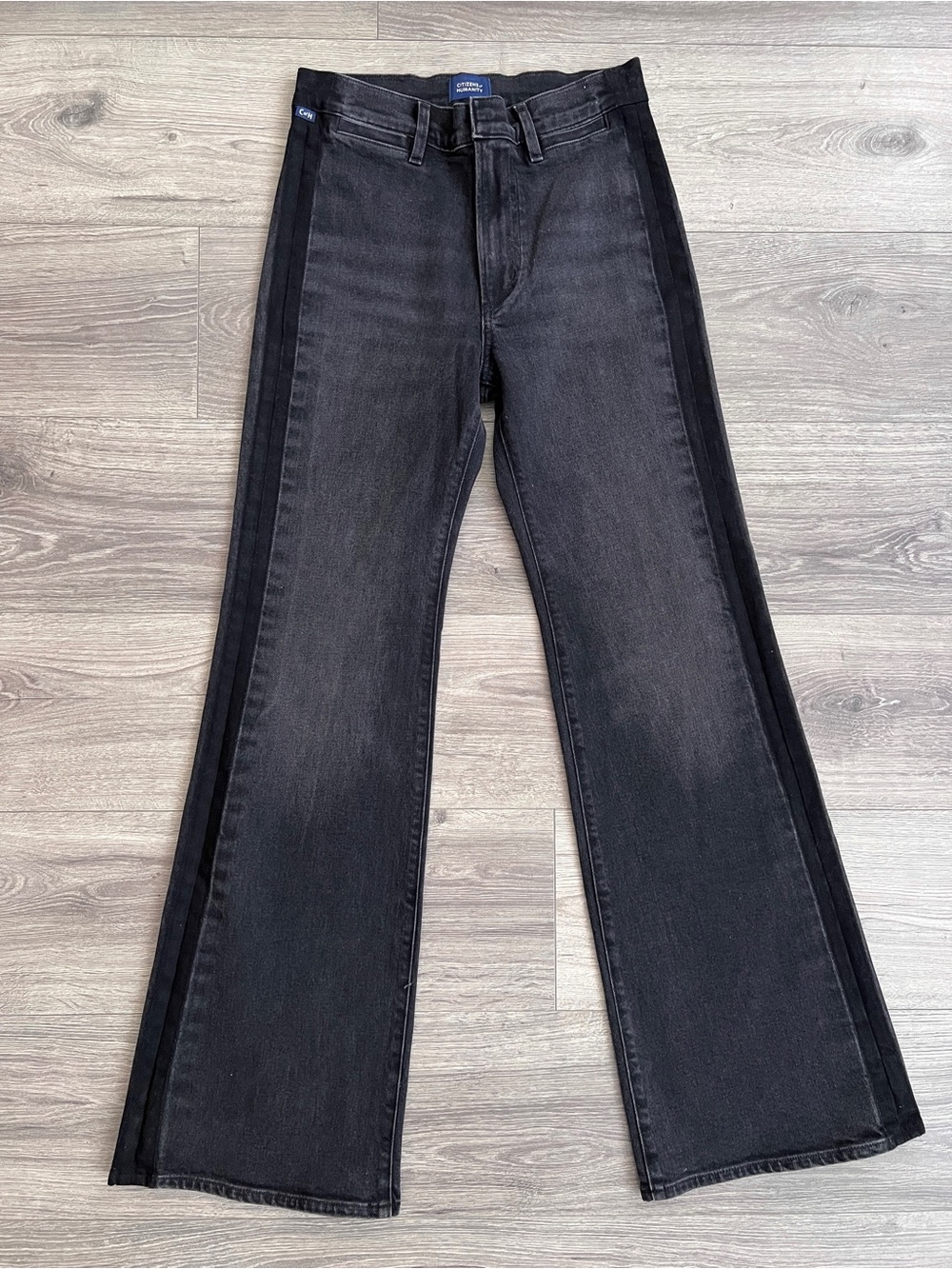 CITIZENS OF HUMANITY Kimberly Welt Trouser Flare Jeans Size 27 Vintage Black 70s